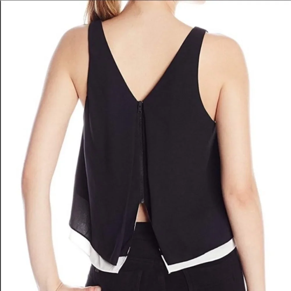 Sam Edelman Black & White Double Layer Sleeveless Top - Picture 4 of 12